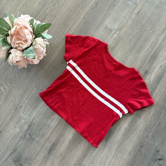 John Galt Brandy Melville Red Striped Crop Top - Picture 5 of 5